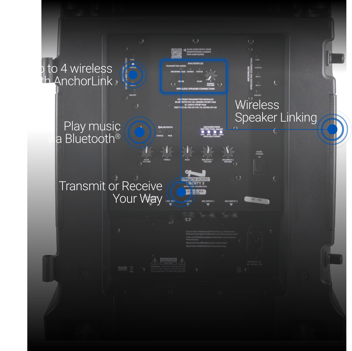 Anchor Audio Liberty 3 Base, battery powered PA system with Bluetooth & wired mic includes (1) LIB3, (1) MIC-90