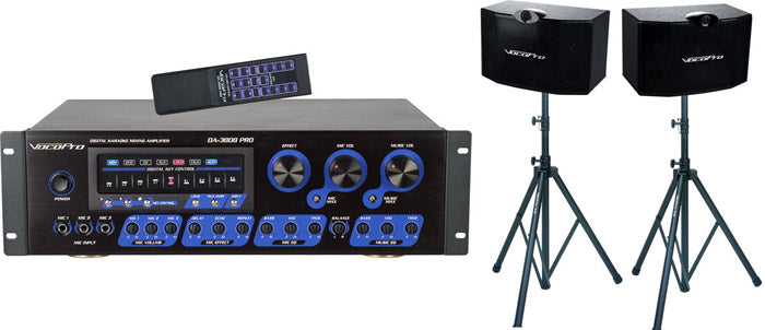VocoPro ASP-3808-II - Digital Karaoke Receiver Mixing Amplifier with Speaker Package