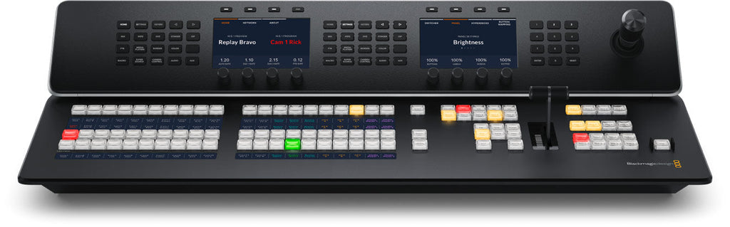 Blackmagic ATEM 1 M/E Advanced Panel 30, Very large 1 M/E hardware panel with 30 input buttons and 3 system control LCDs, plus buttons for control of 4 upstream keyers, 4 downstream keyers and 4 M/E rows