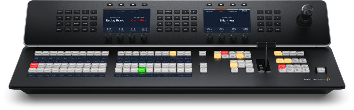 Blackmagic ATEM 1 M/E Advanced Panel 30, Very large 1 M/E hardware panel with 30 input buttons and 3 system control LCDs, plus buttons for control of 4 upstream keyers, 4 downstream keyers and 4 M/E rows