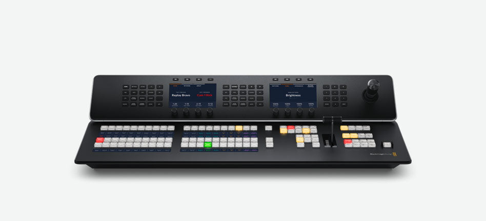 Blackmagic ATEM 1 M/E Advanced Panel 20, Larger 1 M/E hardware panel with 20 input buttons and 2 system control LCDs, plus buttons for control of 4 upstream keyers, 4 downstream keyers and 4 M/E rows