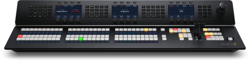 Blackmagic ATEM 2 M/E Advanced Panel 20, Professional 2 M/E hardware panel with 20 input buttons on each row and 2 independent system control LCDs, one for each row