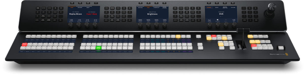 Blackmagic ATEM 2 M/E Advanced Panel 20, Professional 2 M/E hardware panel with 20 input buttons on each row and 2 independent system control LCDs, one for each row