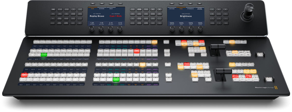 Blackmagic ATEM 2 M/E Advanced Panel 30, Professional 2 M/E hardware panel with 30 input buttons on each row and 2 independent system control LCDs, one for each row