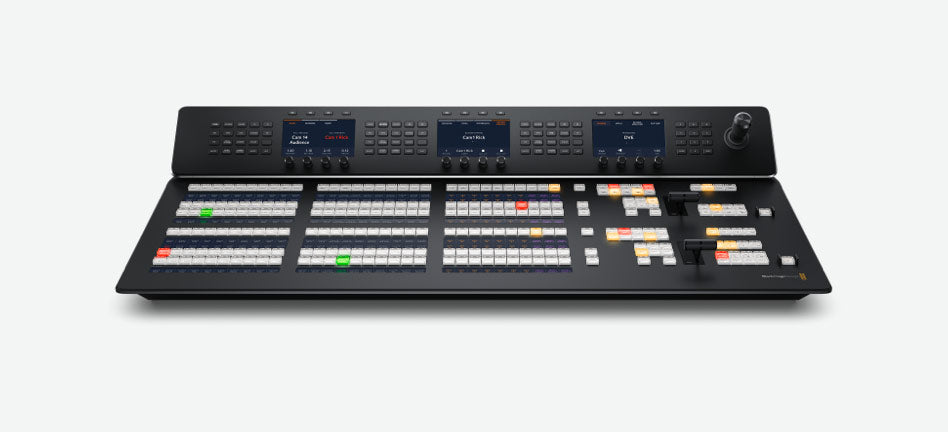 Blackmagic ATEM 2 M/E Advanced Panel 30, Professional 2 M/E hardware panel with 30 input buttons on each row and 2 independent system control LCDs, one for each row