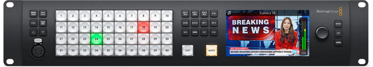 Blackmagic ATEM 1 M/E Constellation 4K, Powerful 1 M/E live production switcher includes 10 standards converted 12G-SDI inputs, 6 x 12G-SDI outputs, DVE, 4 chroma keyers, a 16 way multi-view, media players, talkback and USB webcam output