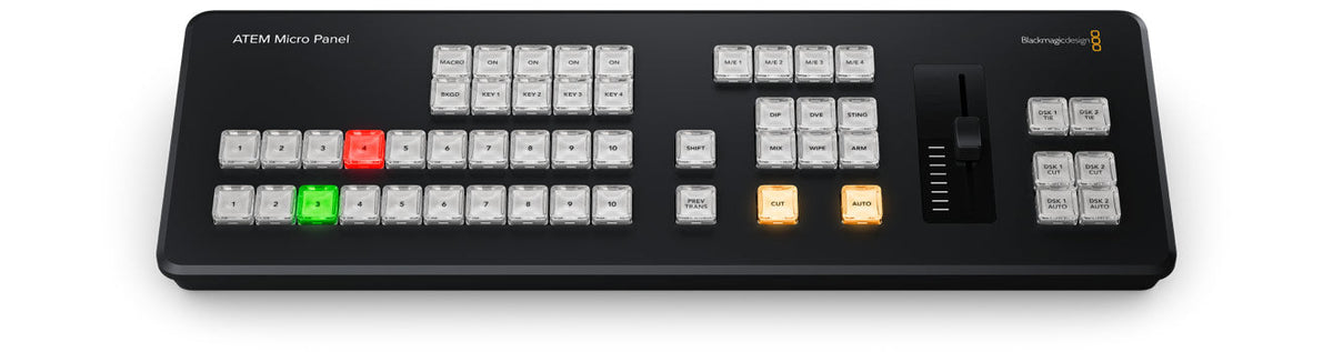Blackmagic ATEM Micro Camera Panel, Portable camera panel with high end broadcast CCU controls, including battery, Bluetooth, and 8 camera select buttons for iris, pedestal, shutter, white balance, master gain, RGB balance and more