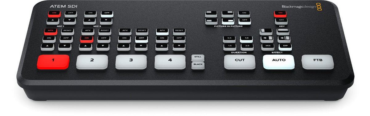 Blackmagic ATEM SDI Pro ISO, Compact live streaming switcher with 4 standards converted 3G-SDI inputs, built in hardware streaming, multiview, USB webcam, DVE, chroma key, media player and ISO recording of all 4 video inputs