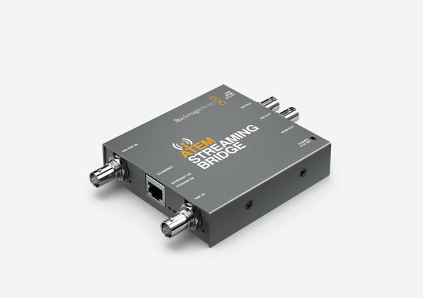 Blackmagic ATEM Streaming Bridge, New video converter that lets you receive a H.264 stream from any ATEM Mini Pro and convert it back to SDI and HDMI video so you can send it to remote locations around your local Ethernet network, or via the internet