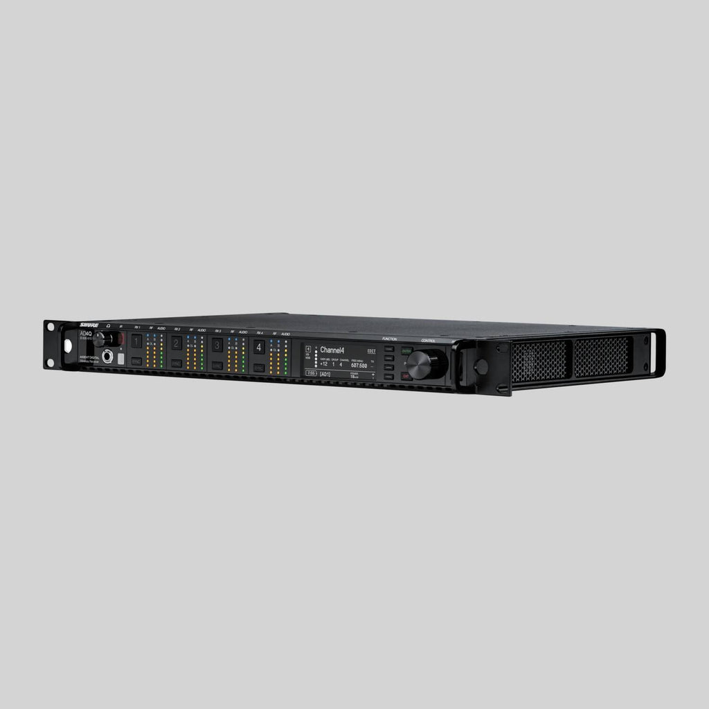 Shure AD4Q-DC-C, Four-Channel Digital Wireless Receiver, AD Quad CH DC Rx L/pts 750-960 MHz