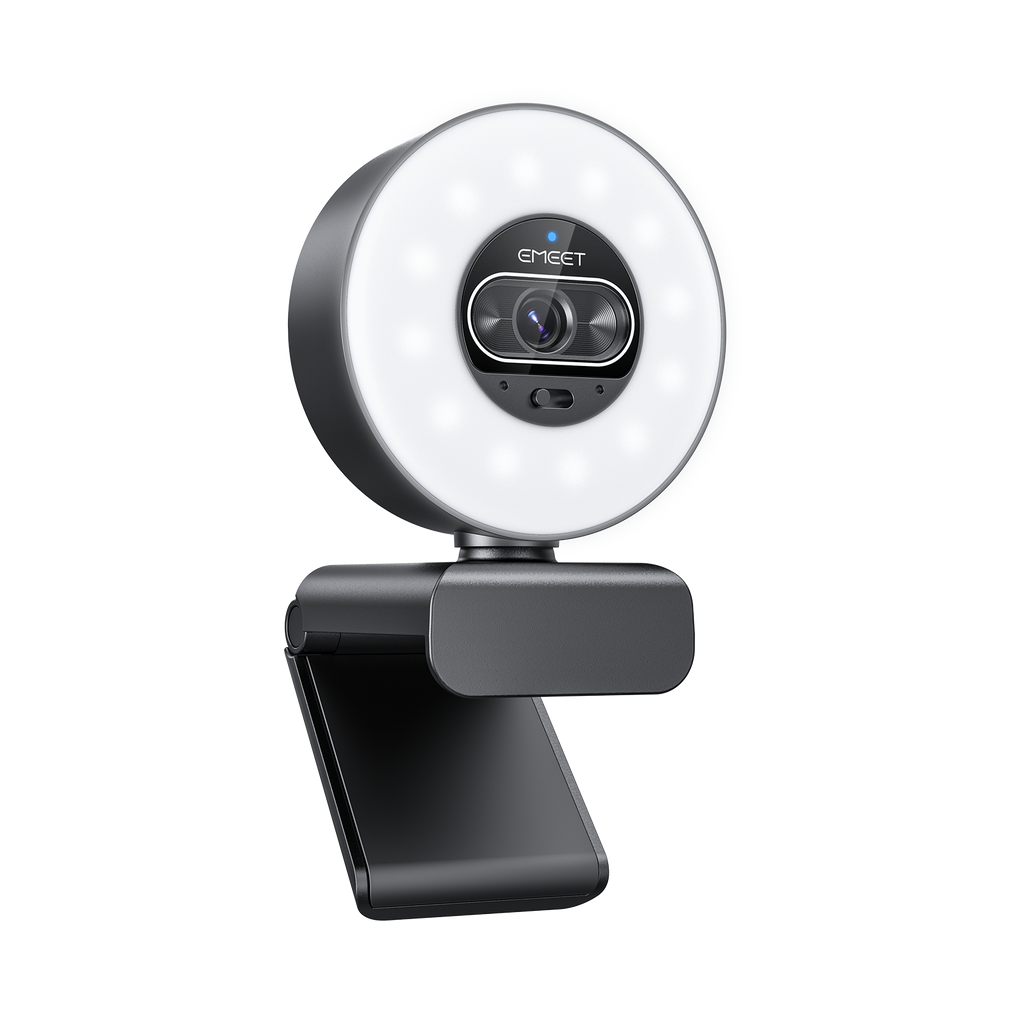 EMEET SmartCam S600L, 4K StreamCam with 1/2" CMOS Sensor, Built-In RGB Ring Light with Cold, Warm and Mixed Modes, 1080p 60fps, 0.2s PDAF Autofocus and Built-In Privacy Cover