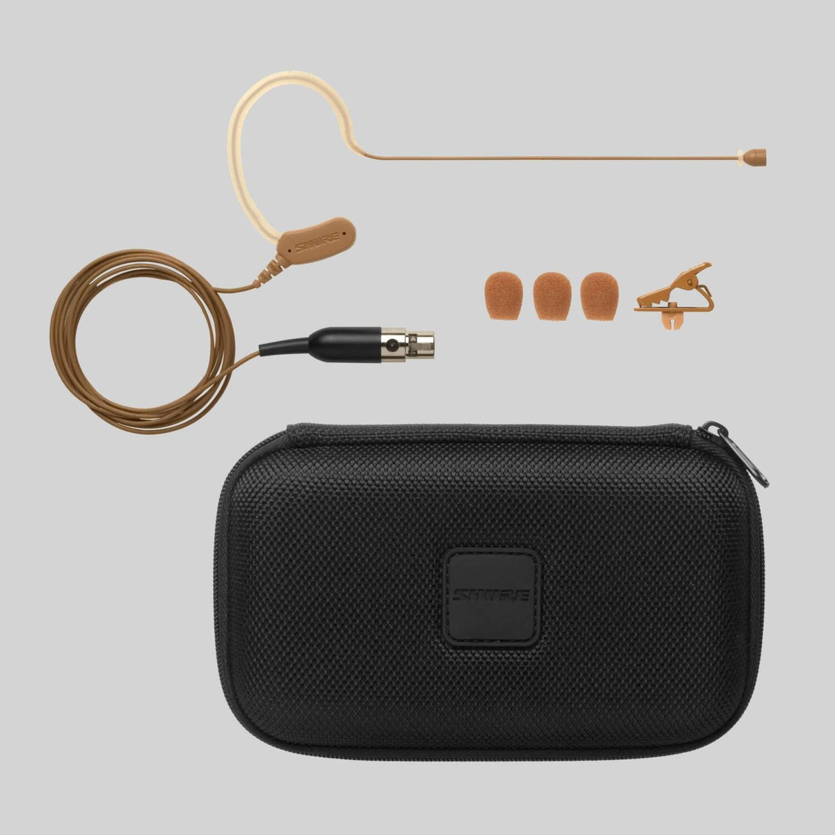 Shure MX153T/O-TQG, Earset Headworn Microphone, Omnidirectional Earset Headworn Microphone, Tan