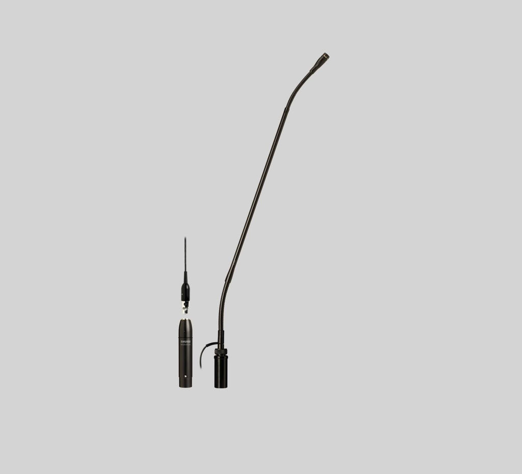 Shure MX418D/C, Microflex Standard Gooseneck Microphone, Cardioid-18" Desktop Gooseneck Condenser Microphone, Attached 10´ XLR Cable, Logic Functions, Programmable Switch and LED Indicator, Attached Desktop Base