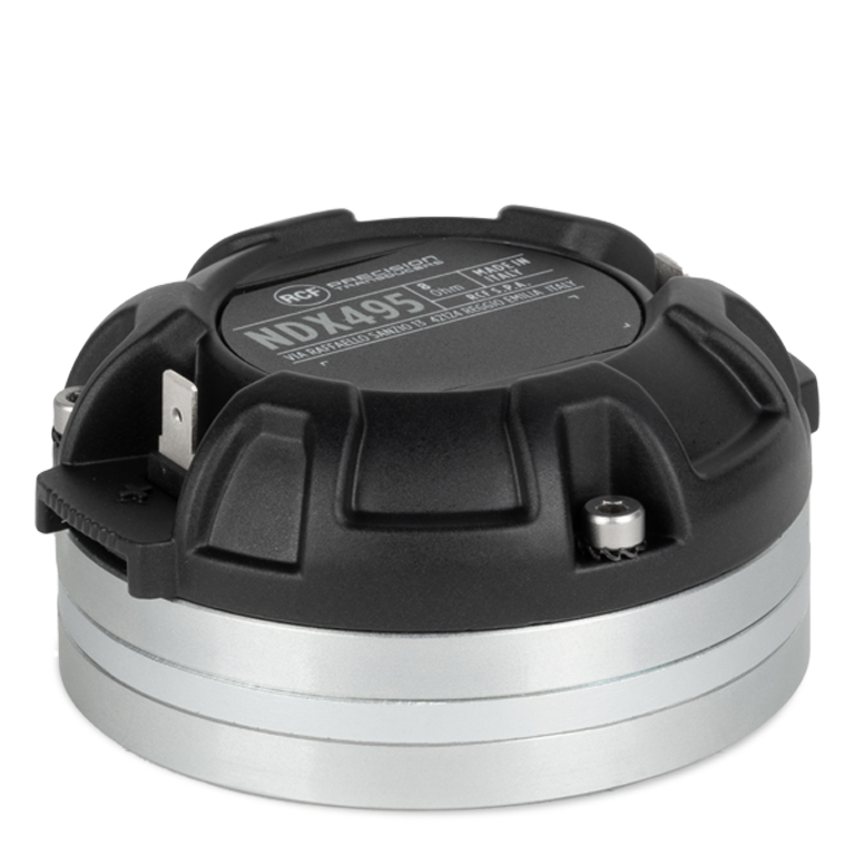 RCF NDX495, 1" Exit Compression Driver, 70W RMS, 140W Program, 109 dB Sensitivity, 1.2-20 kHz, PKX Polymer Diaphragm, 8 Ohm