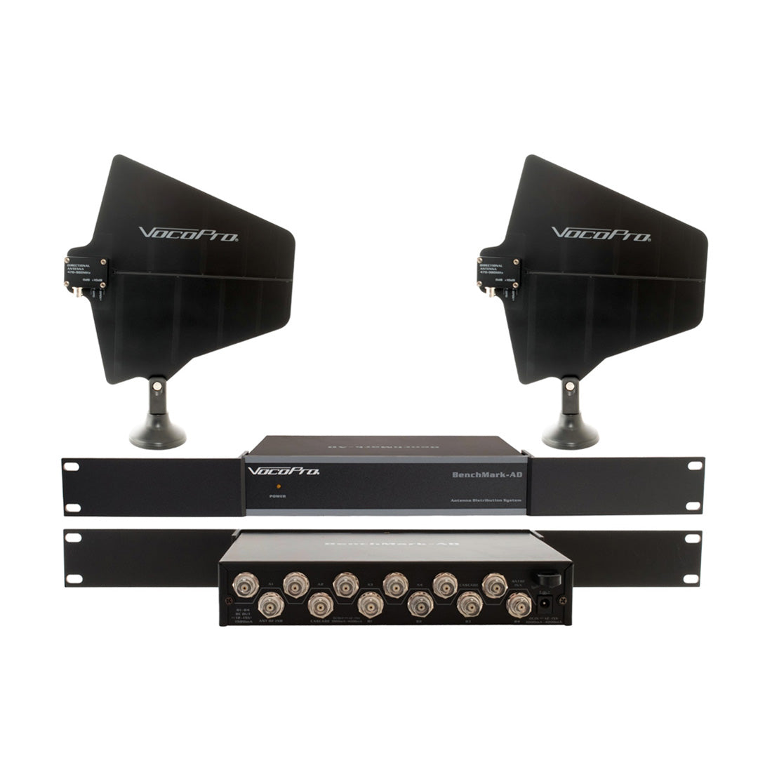 VocoPro Benchmark-AD - Professional Antenna Distribution System with Two Active Directional Antenna Bundle