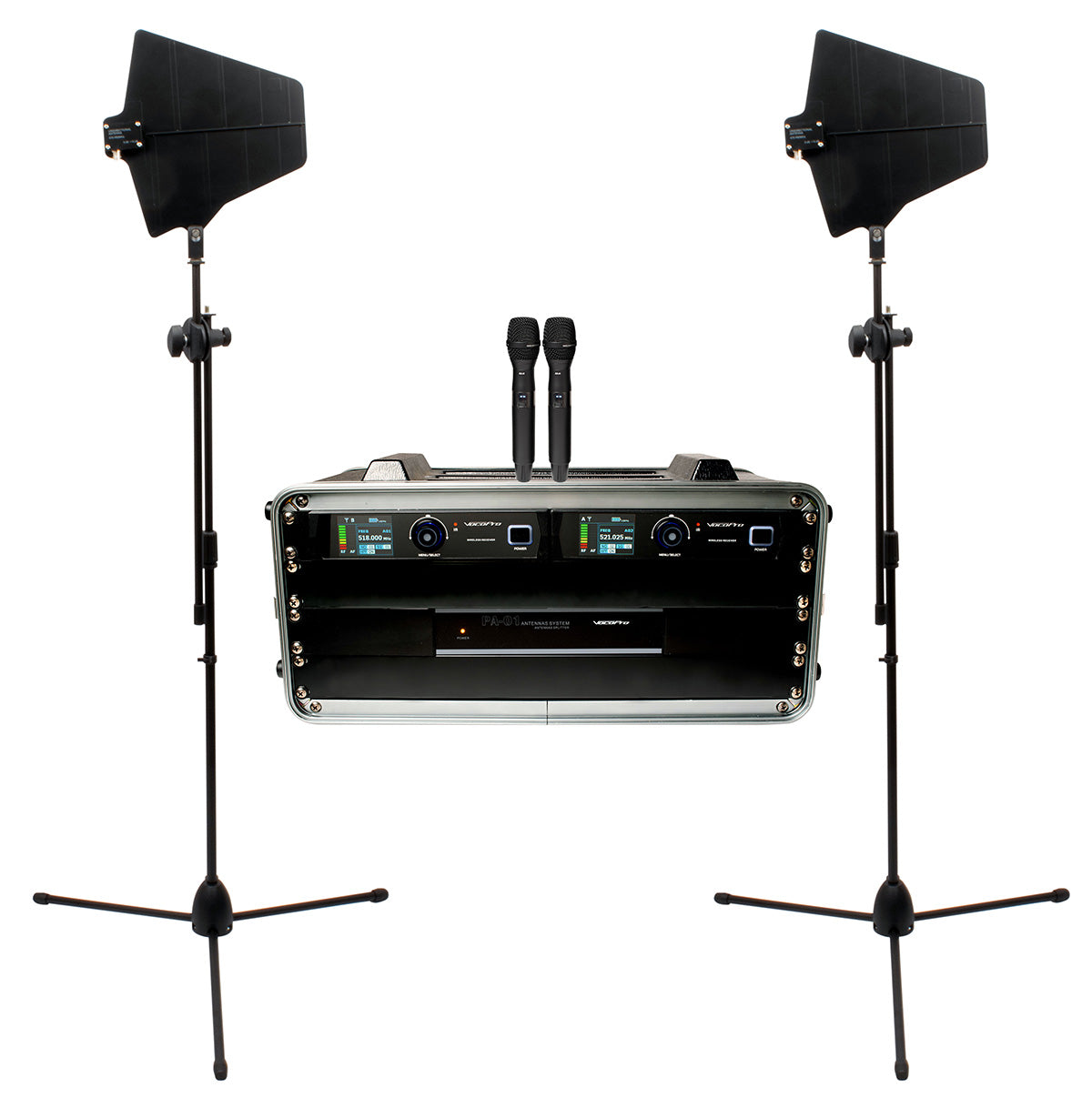 VocoPro BenchMark-Dual-HH - Dual Touring Grade True Diversity wireless system with Antenna Distribution System and Active