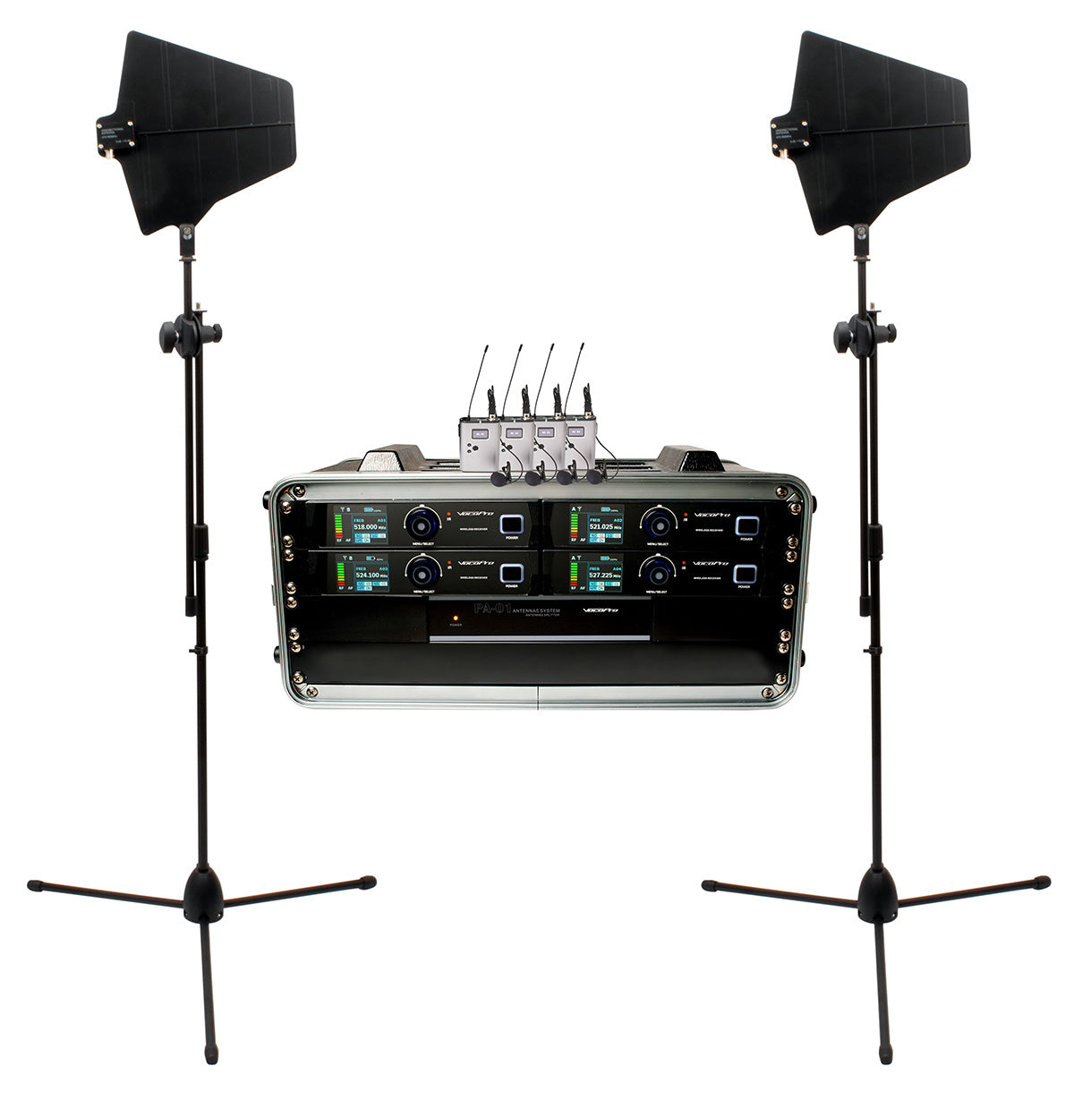 VocoPro BenchMark-Quad-BP - Quad Touring Grade True Diversity wireless system with Antenna Distribution System and Active