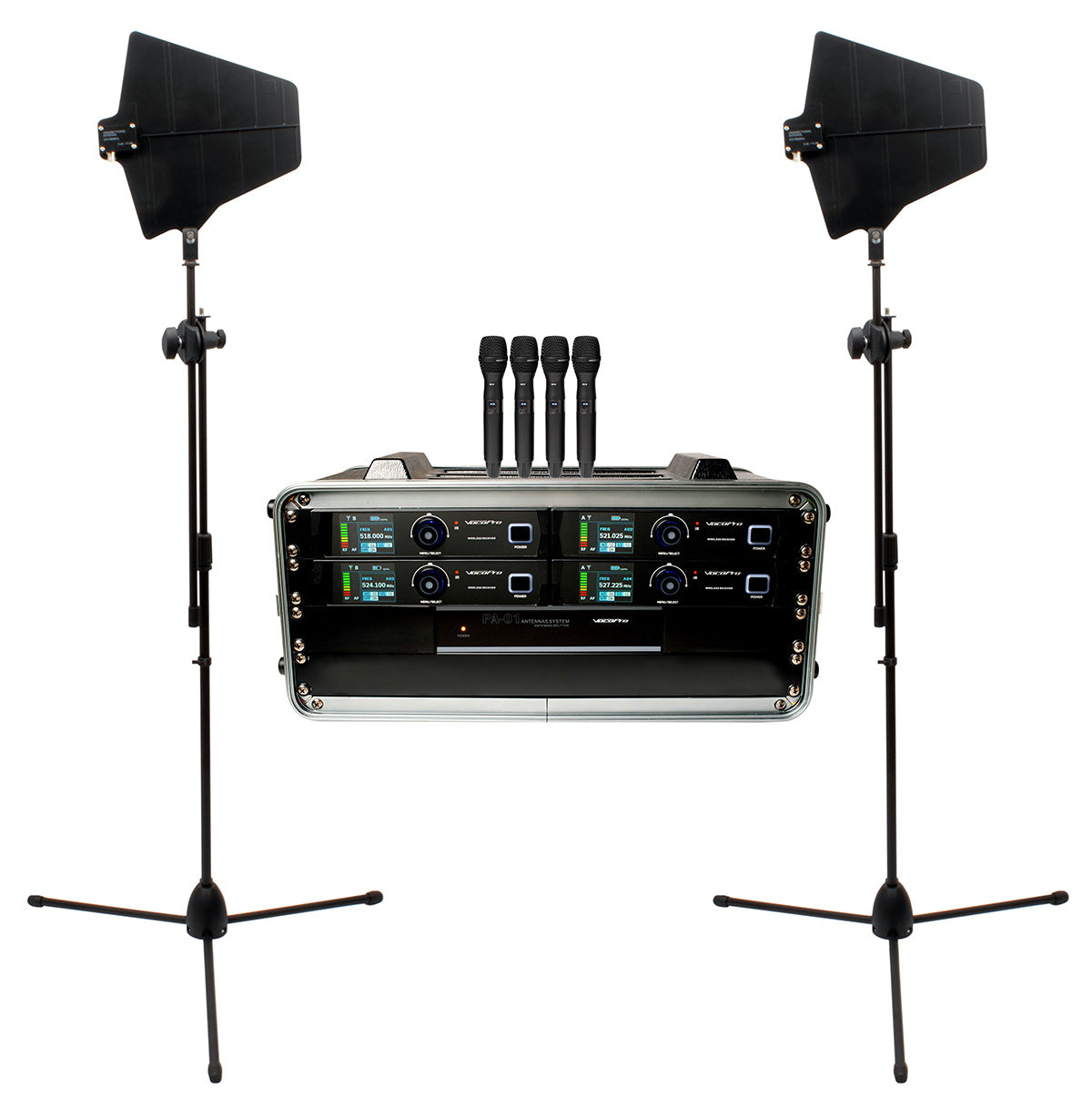 VocoPro BenchMark-Quad-HH - Quad Touring Grade True Diversity wireless system with Antenna Distribution System and Active