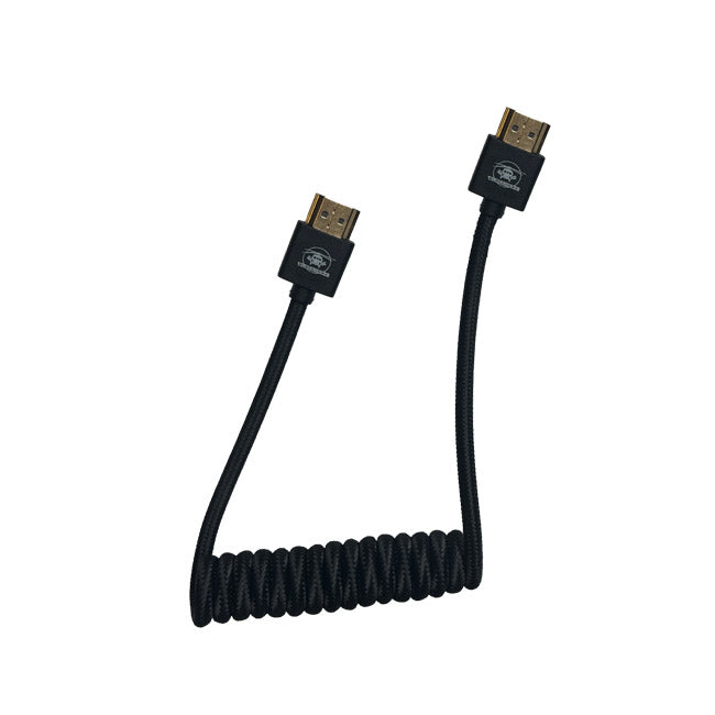 Blackhawk Full HDMI Cable, Coiled 12 inch to 24 inch, High-Speed HDMI Type-A Male to Male, 4K 60hz and 3D, Nylon Braided, Black