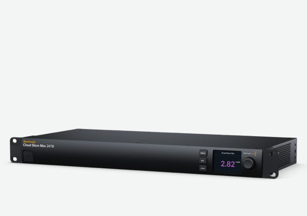 Blackmagic Cloud Store Max 24TB, Extremely high performance flash storage, with 24TB capacity 12 card RAID 0 flash memory core, 4 x 10G Ethernet, 100G Ethernet, USB-C and Blackmagic Cloud sync for distributing files globally