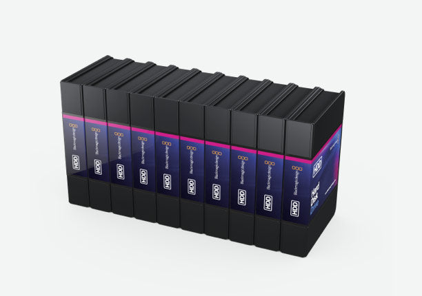 Blackmagic HDD Case 10 Pack, Protective broadcast tape style plastic case designed for 3.5″ mechanical hard disk drives