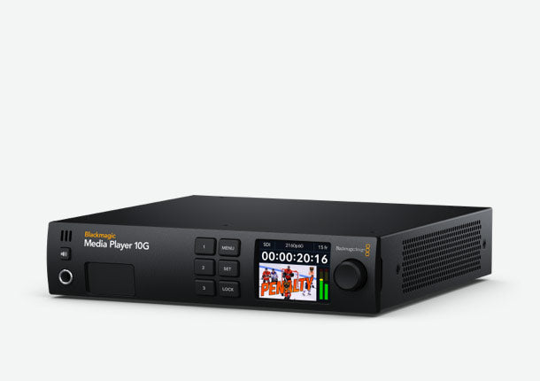 Blackmagic Media Player 10G, Powerful capture and playback with 10G Ethernet, dual 12G-SDI outputs for fill and key playback, 12G-SDI capture and 10G Ethernet for accessing network storage and power over a single Thunderbolt connection