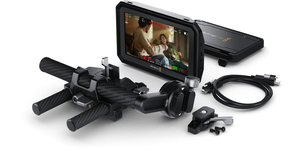 Blackmagic PYXIS Monitor Kit, Get the PYXIS Monitor with mounts! Includes PYXIS high brightness touchscreen monitor with sunshade, custom USB-C cable with locking bolts, PYXIS Monitor Mount and the PYXIS EVF Mount
