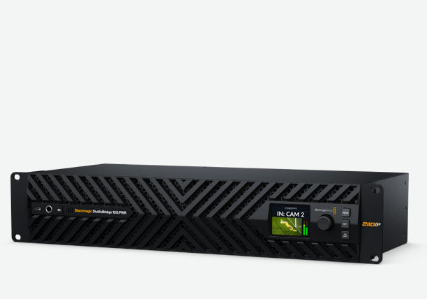 Blackmagic StudioBridge 10G PWR, Bi-directional SMPTE-2110 converter with redundant 100G Ethernet to 8 separate 10G Ethernet connections