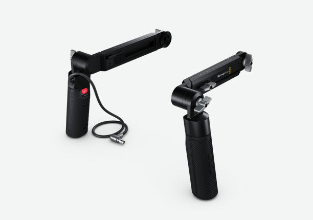 Blackmagic URSA Cine Grips, Adjustable hand grips for easy handheld shooting that attach to the baseplate rosettes