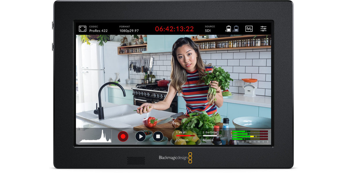 Blackmagic Video Assist 5" 12G HDR, This model includes the features of the 3G 5" model, but has 12G-SDI and HDMI for Ultra HD up to 2160p60, plus a brighter wide gamut LCD, HDR scopes, and recording to both SD card or USB-C disks!
