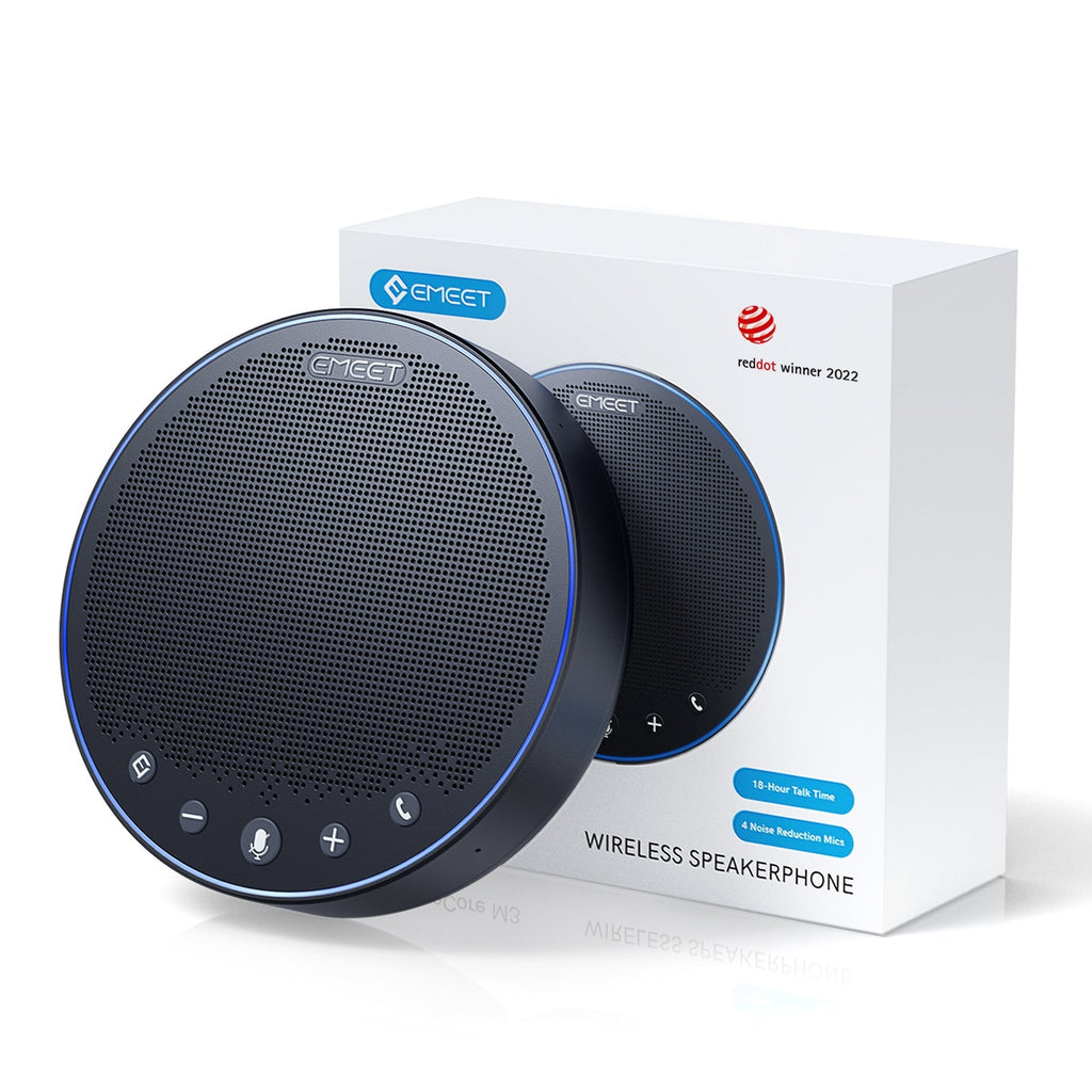 EMEET OfficeCore M3, Zoom Certified Speakerphone with 4 AI Mics, 360 Degree by 5m Voice Pickup, VoiceIA Noise Cancellation, 5W Hi-Fi Speaker, 5200mAh Battery, USB, AUX, Bluetooth and Daisy Chain for 20 People