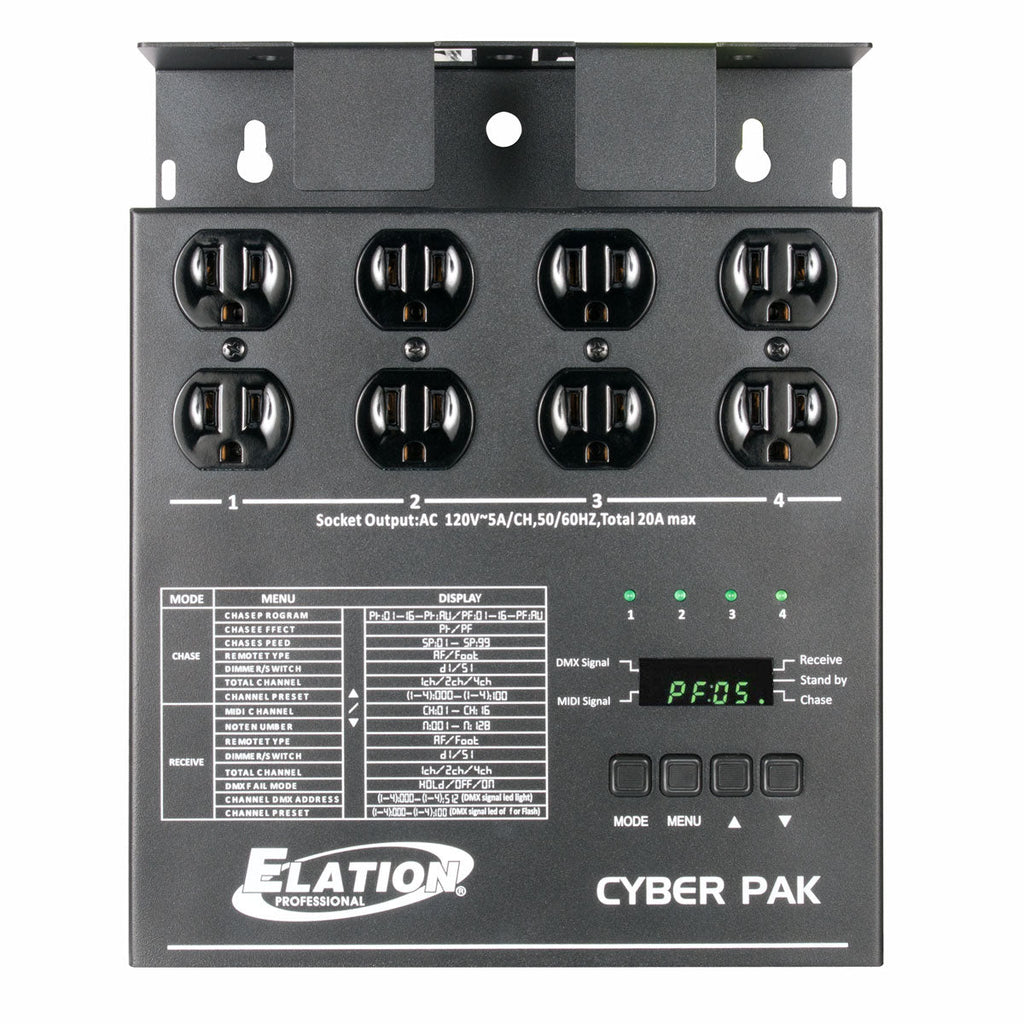 ADJ Cyber Pak, 4 Channel, DMX Dimmer/switch Pack, Individual DMX Addressing for Each Channel, ETL Midi Pack and Chase Controller