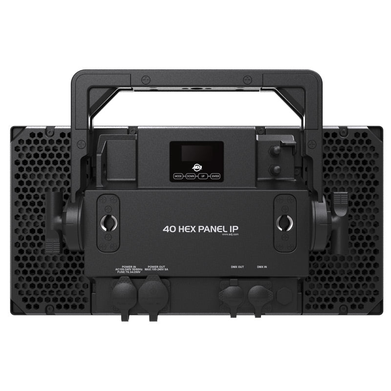 ADJ 40 HEX Panel IP, IP65 Panel, 40 x 20 Watt Rgbaluv 10 Pixel Zone Control, Filter and Barn Door Options, Aria X2