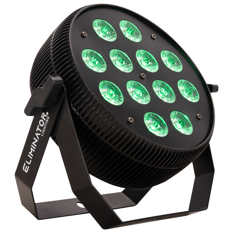 Eliminator Lighting LP HEX 12 PLUS, Slim LED Par with 12 x 18W RGBWA+UV 6-in-1 LEDs, 25 Degree Beam Angle, Durable Metal Housing, 2 DMX Channel Modes