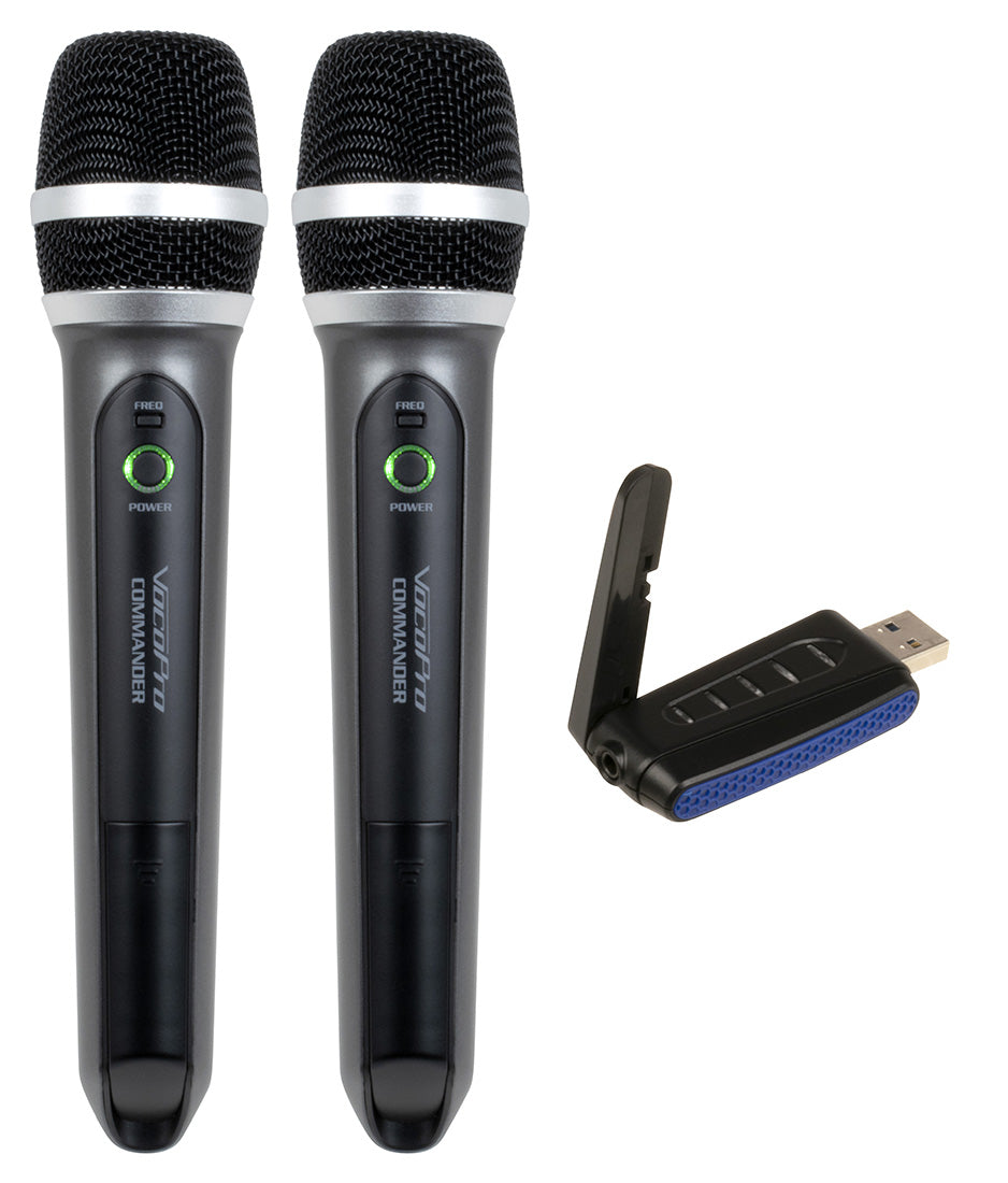 VocoPro COMMANDER-USB-HANDHELD-1 - Two-Channel Digital UHF Wireless System with Handheld Microphones and USB Receiver for PC or Mac
