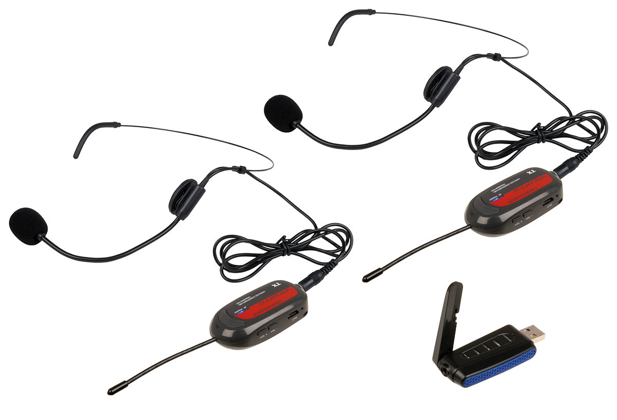 VocoPro COMMANDER-USB-HEADSET-2 - Two-Channel Digital UHF Wireless System with Headset Microphones and USB Receiver for PC or Mac