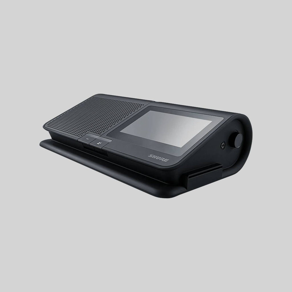 Shure MXCW640, Wireless Conference Unit, Wireless Conference Unit with 4.3 inch color touchscreen for voting, interpretation channel selection, and conference information, integrated Nfc ID card reader, chairman, delegate, listener, and ambient modes