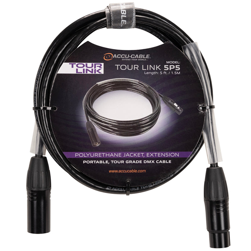 Accu-Cable Tour Link 5P5, 5-Pin Tour Grade DMX Cable, 5 ft