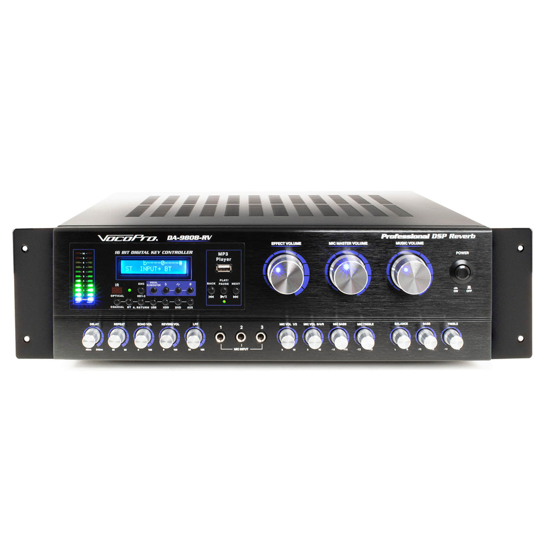VocoPro DA-9808RV - Professional 600W Karaoke Amplifier with 24-bit DSP Mic Effect, HDMI input and Optical Input for Smart TV