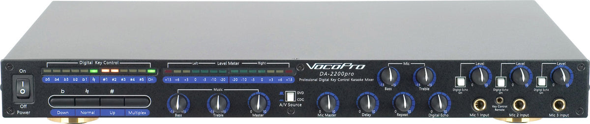 VocoPro DA-2200PRO - Professional 3 Mic Digital Echo Mixer with Vocal Key Control
