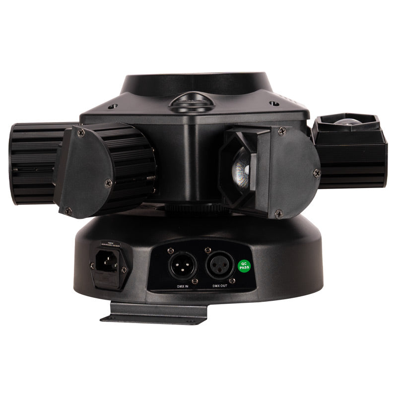 Eliminator Lighting CenterDroid, Multi-Effect Light with 10 x 15W RGBW 4-in-1 LEDs, 100mW Red and 50mW Green Lasers, Tilting Arms, Rotating Optics, 22 DMX Channels