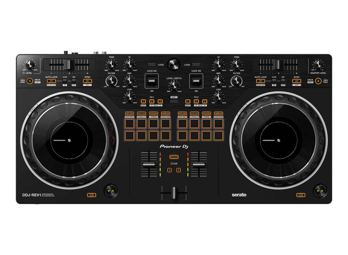 Pioneer DJ - AlphaTheta DDJ-REV1, Scratch-style 2-channel DJ controller for Serato DJ Lite