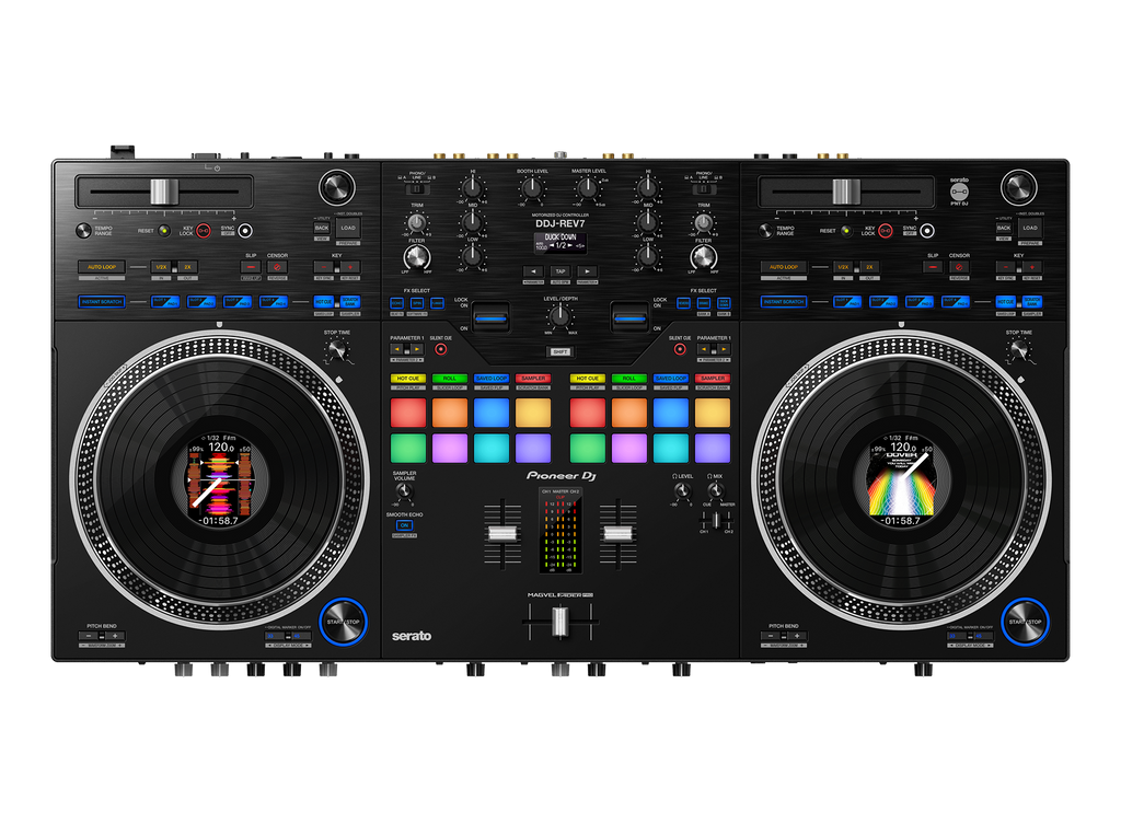 Pioneer DJ - AlphaTheta DDJ-REV7, Scratch-style 2-channel professional DJ controller for multiple DJ applications
