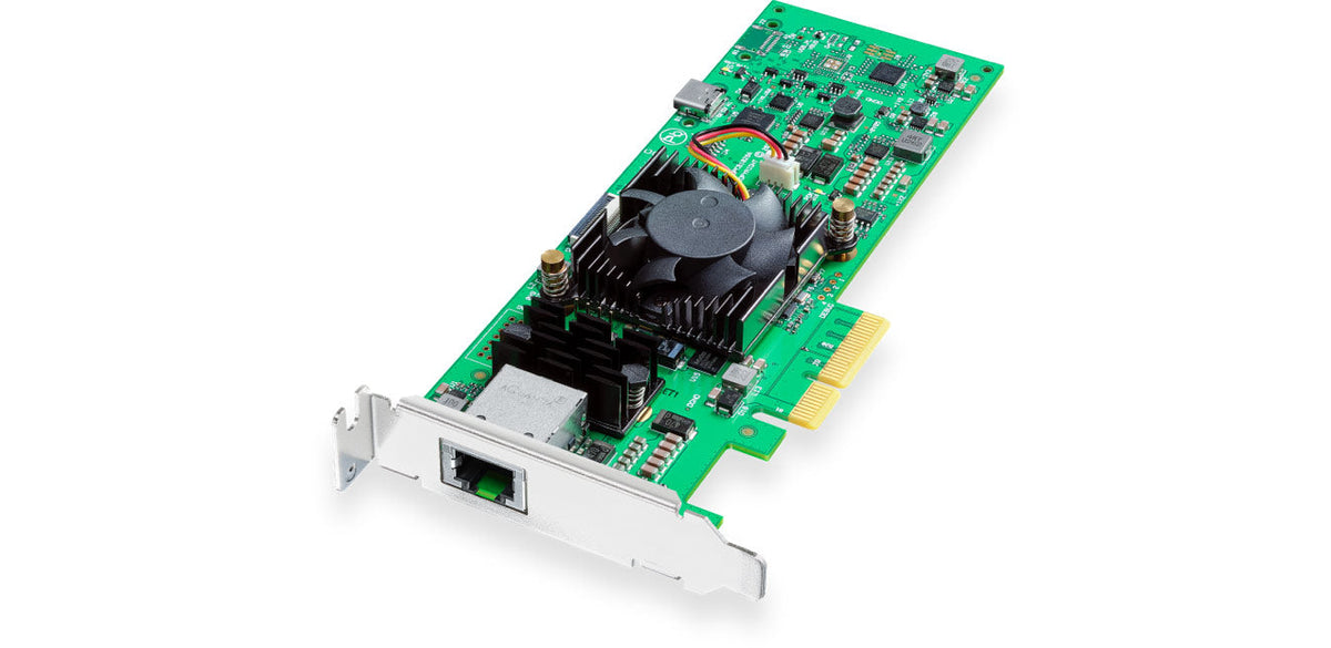 Blackmagic DeckLink IP 100G, This fast model features up to 8 channels of Ultra HD video, in simultaneous capture and playback via 100G Ethernet