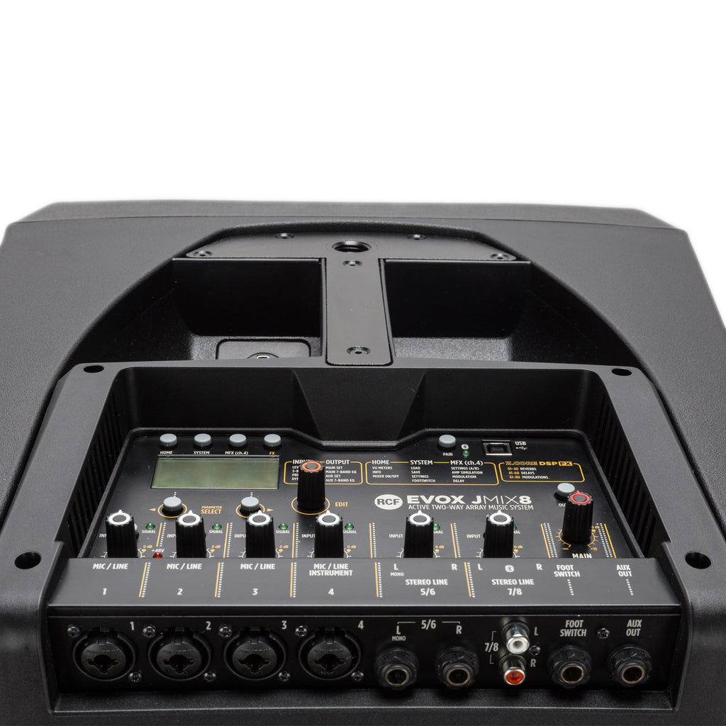 RCF EVOX JMIX8, Active 1400W Portable PA System with Bluetooth Mixer, 12" Subwoofer and (8)x2" Top - USED