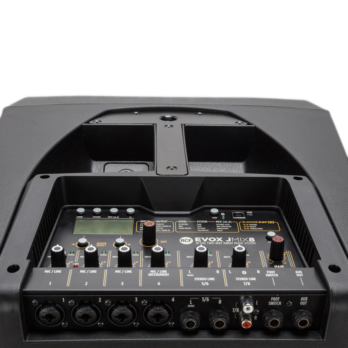 RCF EVOX JMIX8, Active 1400W Portable PA System with Bluetooth Mixer, 12" Subwoofer and (8)x2" Top - USED