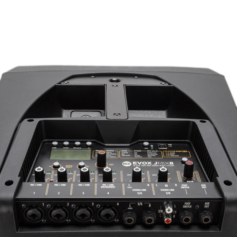RCF EVOX JMIX8 W - Active 1400W Portable PA System with Bluetooth Mixer, 12" Subwoofer and (8)x2" Top (White)