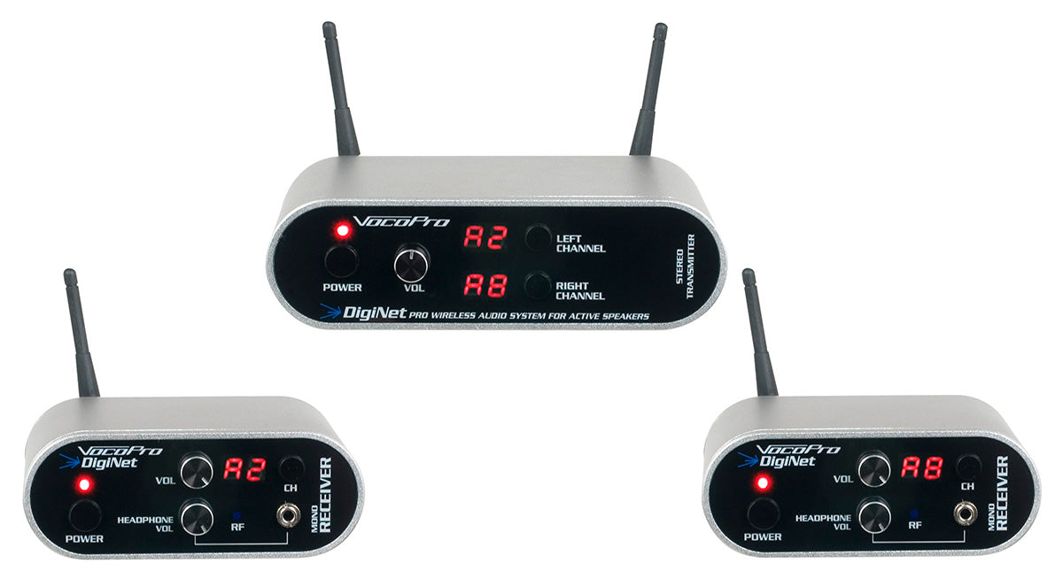 VocoPro DigiNet-Stereo - Professional Wireless Audio System for Active Speakers