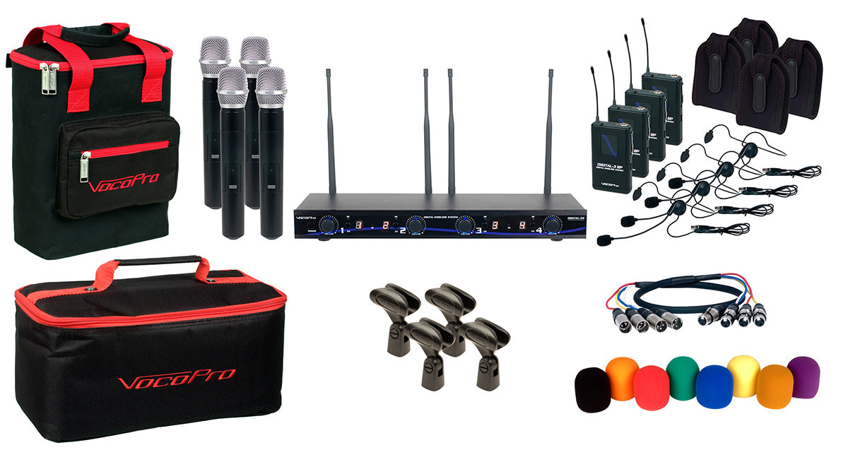 VocoPro DIGITAL-34-AI - All-Inclusive Four Channel PLL Wireless Handheld/Headset/Instrument System
