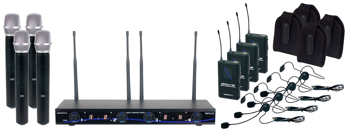 VocoPro DIGITAL34-ULTRA - Four Channel Digital Wireless Handheld/Headset/Instrument System